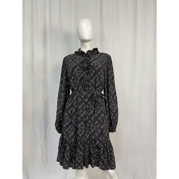 Kobi Halperin 'Landry' Black Viscose Noveau Print Dress Size XL - Picture 3 of 5